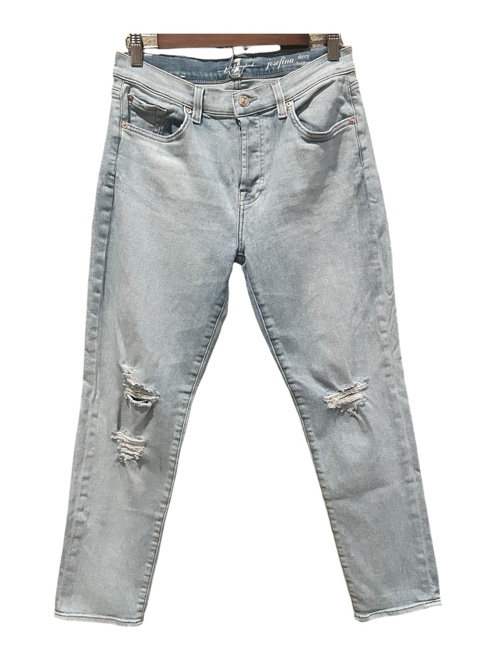 7 For All Mankind Josefina Boyfriend Jeans Women’s 28 Light Wash  Distressed